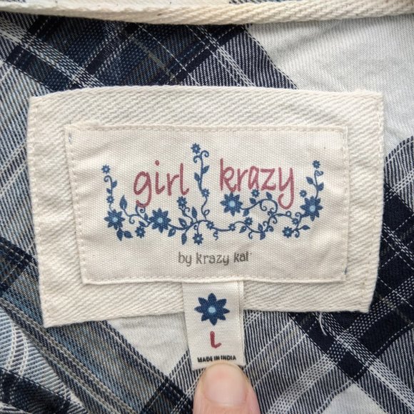 Plaid Girl Krazy Shirt Dress - Large (fits Medium) - Picture 4 of 13